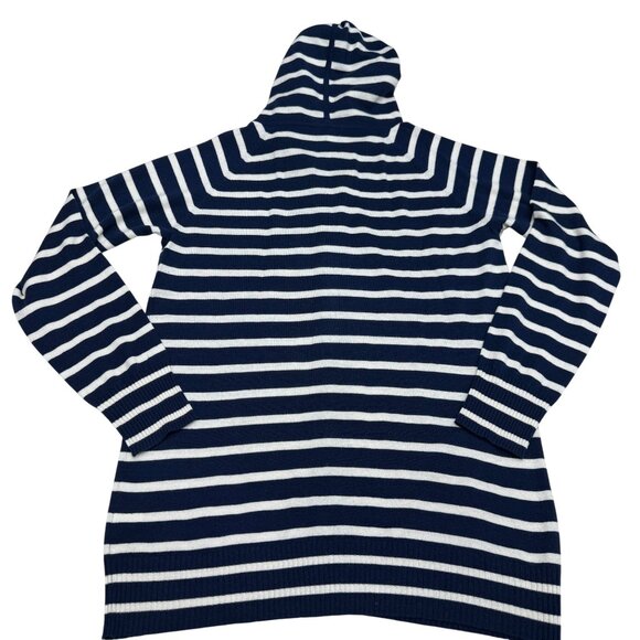 Joie Women's Wool Silk Blue White Striped Full Zip Hoodie Jacket, Size L - Picture 2 of 7